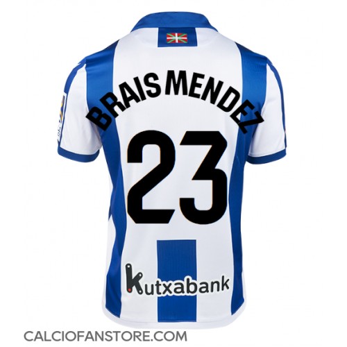 Maglia Calcio Real Sociedad Brais Mendez #23 Prima Divisa 2024-25 Manica Corta